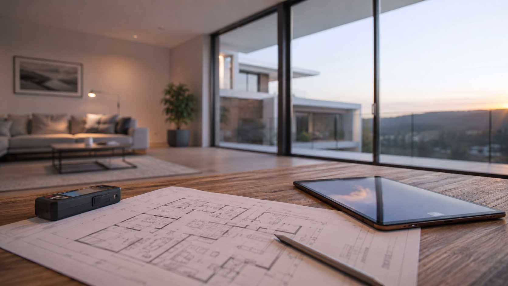 Grundriss und Planungsunterlagen im Bewertungsablauf