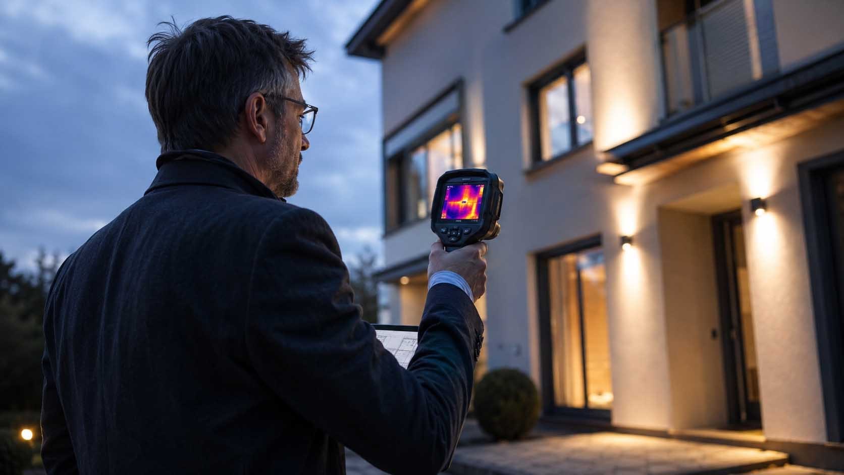 Thermografie am Einfamilienhaus; Außenansicht